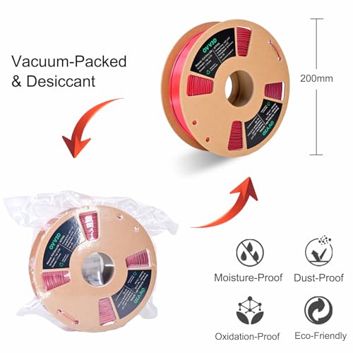Image of OVV3D PLA Filament 1.75mm, 3D Printer Filament Silk PLA Filament, Tri-Color PLA Filament with Silk PLA Black Red Gold, 3D Printing Filament + /-0.02mm, 1kg /2.2lbs