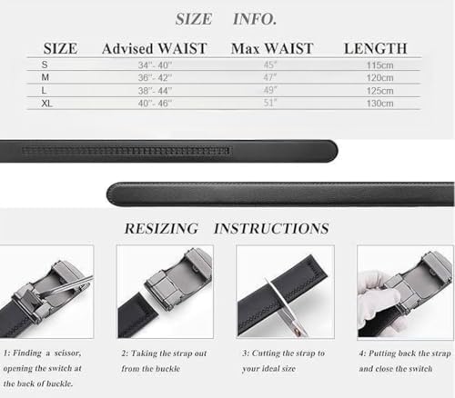 Men's Premium Leather Dress Belt – Black Adjustable Strap with Click Lock Buckle for Formal & Casual Wear | Business2