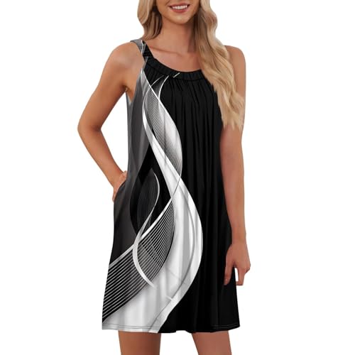Robe d'été décontractée avec poches et mini robe de plage plissée pour vacances