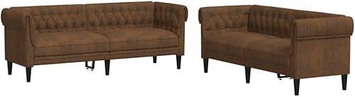 Miniatura 4 de vidaXL Juego de sofá - 2 y 3 plazas - Tela marrón - Sillón moderno para sala de estar