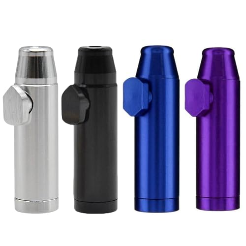 VireEyU 4 Dispensadores de Rapé en 4 Colores – Dispensador de Aluminio, 5.2x1.5 cm, Dosificadores Compactos y Robustos, Ideales para Viajes