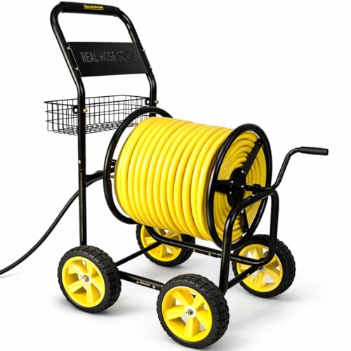 Real Hose Storage Heavy Duty Reel Cart with Wheels, 400ft