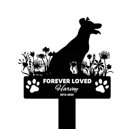 犬用墓石、15.75インチ×11.02インチ メタルエナメル製ペットメモリアルステーク、墓地や庭での追悼ギフトに最適な防水屋外墓石プレート(15.75"x11.02",I)