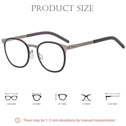 Image of Blue Light Blocking Glasses for Women Men Computer Round Eyewear Anti Eyestrain & UV Glare for Gaming & Reading (Gunmetal D5), MM
