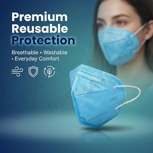 Image of Reusable & Washable Face Mask - Breathable Foldable Non-Woven Fabric Mask with Adjustable Ear Loops for Everyday Use, Comfortable Unisex Fit