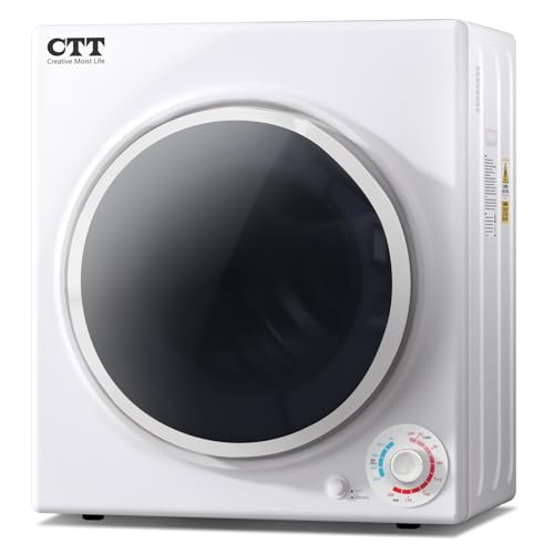 CTT 3.5 Cu. Ft. Clothes Dryer, 1500W Electric Dryers for Clothes, 110V Electric Clothes Dryer with Stainless Steel Drumble for 13.2 lbs. with 4 Automatic Drying Modes (White)