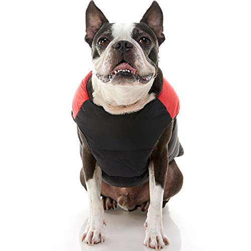 Image of Gooby Padded Vest Dog Jacket - Red, X-Large - Warm Zip Up Vest Fleece Jacket with Dual D Ring Leash Water Resistant for Small to Medium Dogs