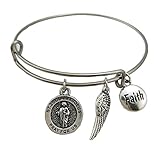 Saint Jude Thaddeus Pray for Us Charm Bracelet Stainless Steel Adjustable Wire Bangle Jesus Medal Jewelry