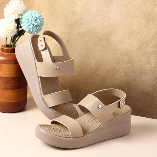Image of YOHO Bliss Platform Heel Sandals for Women | Orthopedic Cushioned Footbed Footwear | Comfortable Open Toe Wedges | 006