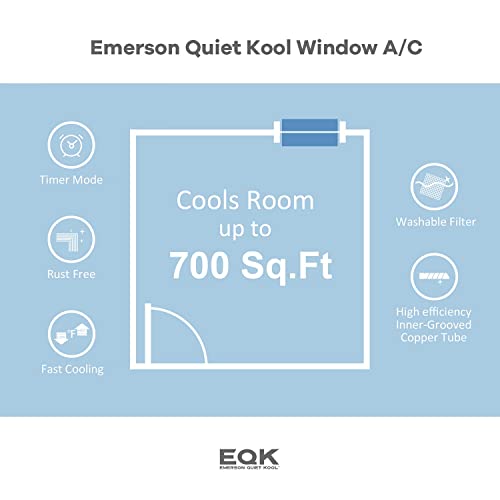 Emerson Quiet Kool 15,000 Btu 115V Window Air Conditioner With Remote Control, Cools Rooms Up To 700 Sq.ft. With 24H Timer, 3-Speeds, Quiet Operation And Auto-Restart #TOP7