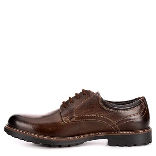 Mens Leather Lace Up Oxford Dress Shoes, Brown, US 114