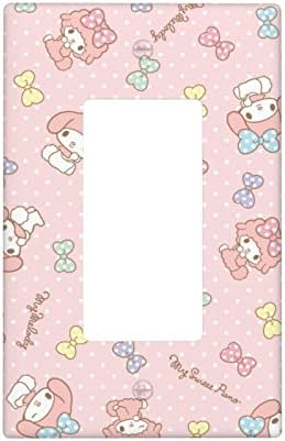 Anime Pink Light Switch Plate Cover Decorative Single Rocker Wall plate for Kids Teens Girls Room Nursery Bedroom Kitchen