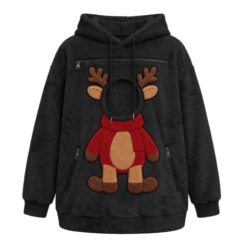 Pet Pouch Hoodie for Women Fleece Cat Dog Carrier Hoodies Christmas - image 5