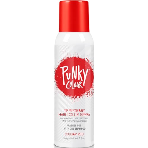 Punky Temporary Hair Color Spray Cougar Red Non-Damaging Spray-On Hair Dye Instant Vivid Hair Color 3.5 oz 1-Pack