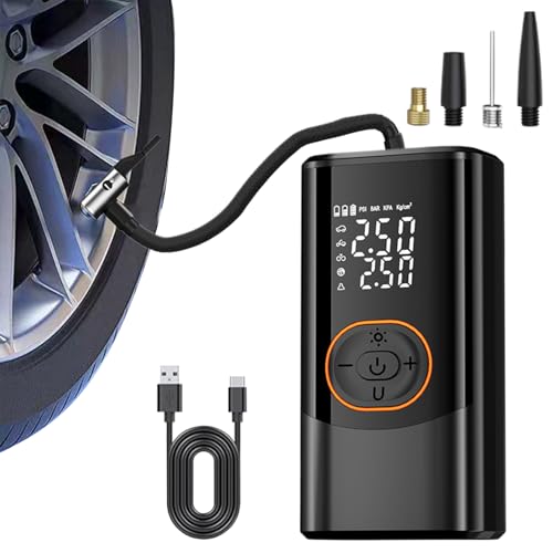 Bomba De Aire Eléctrica Portátil,Inflador para Coche - con Iluminación Y 4 Modos para Camping Viajes Exteriores Y Moto