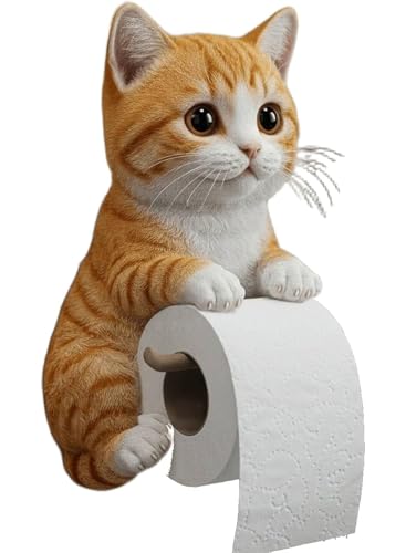 猫トイレットペーパーホルダー、猫よけトイレットペーパーホルダー、動物トイレットペーパーホルダー、面白い3D猫ティッシュホルダー、壁掛けバスルームティッシュロール収納、ユニークな猫好きへのギフト(C) C -