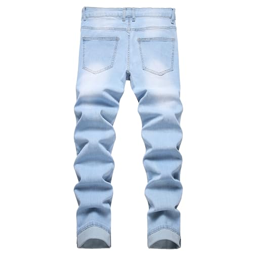 Men's Ripped Straight Leg Jeans, Black, Slim Fit, Regular Length, Distressed Design2