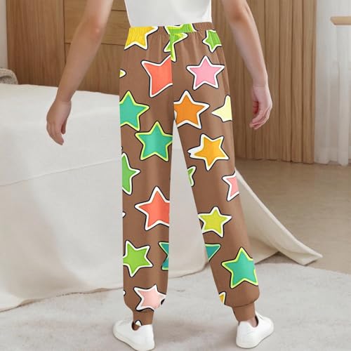 Girls Boys Stars Print Sweatpants Loose Elastic Waist Casual Joggers Athletic Track Pants with Pockets for Kids 3-15 Years3