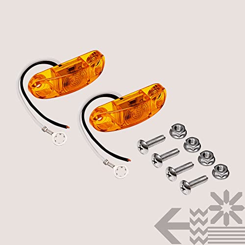 2Pc 2.5" Amber Led Trailer Marker Light Kit [Dot Fmvss 108] [Sae P2] [Surface Mount] [Waterproof Ip67] Side Marker Lights For Trailer Truck #TOP7