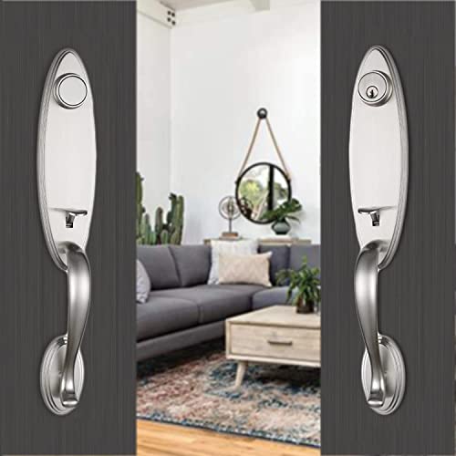 Hisafe Double Door Handleset With Oval Knob Handle With Keys Brushed Nickel 2006 (Keyed And Inactive Handle(2Pcs)) #TOP3