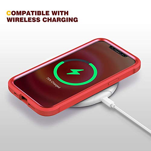 Diaclara Designed for iPhone 12 Mini Case, Full Body Rugged with Built-in Touch Sensitive Anti-Scratch Screen Protector, Soft TPU Bumper Case Designed for iPhone 12 Mini 5.4" (Red and Clear)