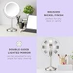 Conair Lighted Makeup Mirror, Double-Sided LED Vanity Mirror with 1X/10X Magnification, 3 Light Settings, 3 Modes, 360° Rotation, Satin Nickel Finish - Image 5