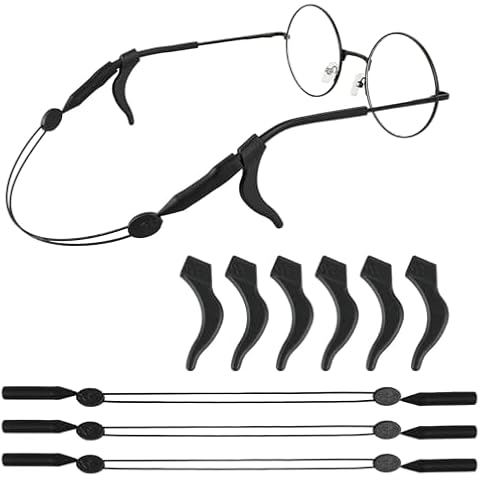 Amabro 3 Pcs Adjustable Glasses Straps, 6 Pairs Ear Grip Hooks Glasses Holders Sunglass Strap Sports Glasses Retainer Eyewear Retainer Unisex Glasses Lanyards No Tail for Adults Men Women Kids Cover