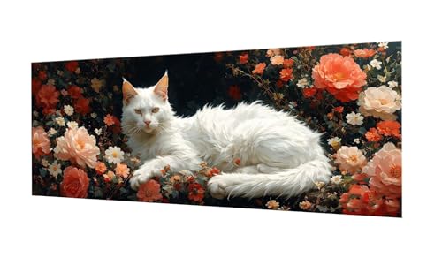Diamond painting chat blanc broderie relaxante pour adulte