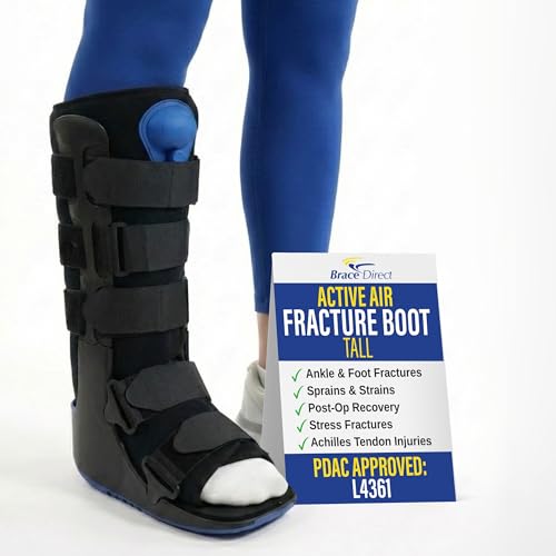 Brace Direct ActiveAir Deluxe Tall Walking Boot – Pneumatic Medical Fracture Boot for Ankle & Foot Injuries, Post-Op Immobilization, Achilles Support (L4361)