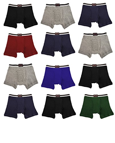 Andrew Scott Basics Boys 12 Pack Boys Toddlers Cotton Knit Boxer Briefs (Large / (14-16), 12 PK-Black/GREYNAVY)