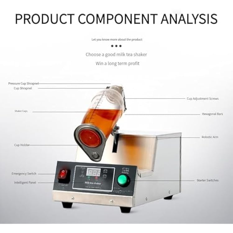 Electric Milk Tea Shaker, Automatic Cocktail Shaking Machine with Smart Control Panel, Timer up to 180s, for Coffee, Juice, Milkshakes, 350-700ML Capacity