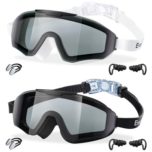 EverSport 2 Pack Kids Swim Goggles Frame Less Design Anti-fog UV Protection Clear Wide Vision No Leak, Water Pool Swimming Goggles for kids 6-14 8-14 8-12 Youth Children Boys Girls