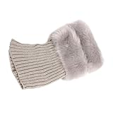 [WESIEVYA] 女性用ファーブーツアンクレット ショートウールシューズ 大人用ソックス フェイクファー素材で柔らか快適 冬のファッションにぴったり ワン ライトグレー