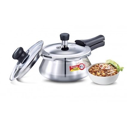 Prestige Deluxe Alpha Stainless Steel Outer Lid Pressure Handi with Glass Lid, 1.5 Litres, Silver