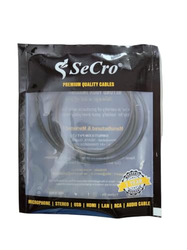 Image of SeCro 6.35mm Jack Mono Audio Instrument Cable for Mixer, Electric Guitar, Amplifier, Speaker - 4 Meter, Black