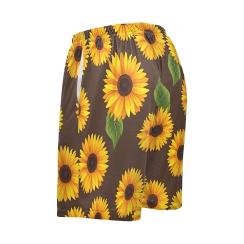 Sunflower Brown Pajama Shorts for Men Lounge Pants Lounge Wear Pajama Pants Mens Short Shorts with Pockets, S-XXL3