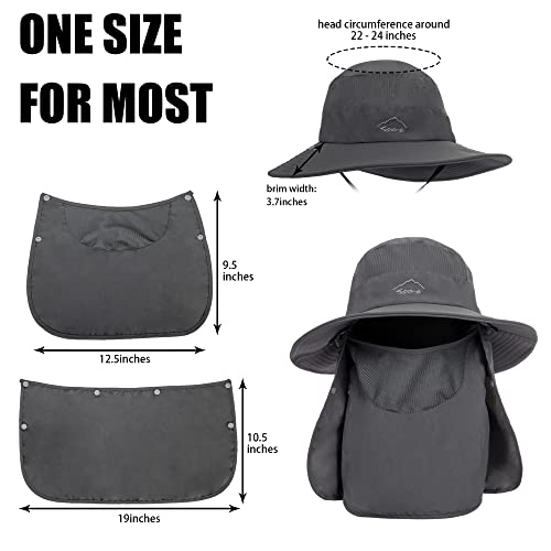 Summer Sun Hat For Men Women, Uv Protection Boonie Hat Wide Brim Fishing Hat With Neck Flap For Hiking Safari Dark Grey #TOP1