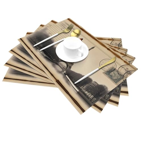 Set de table vintage Paris HYTTER lot de 6 pour décoration de table