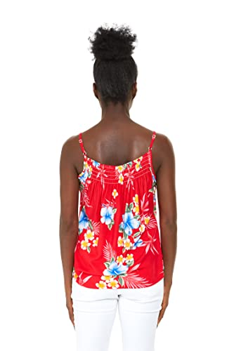 Image of Matchable Family Hawaiian Luau Men Women Girl Boy Clothes in Hibiscus Red