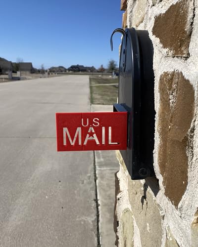 US MAIL Mailbox Flag Kit – Large Red Replacement Flag for Brick & Stone Mailboxes, ASA UV & Weather-Resistant Plastic, Universal Front Mount, 4.02” x 2.27” x 0.59”, USPS Compatible