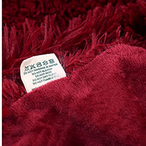 Plush Blanket Bedding Sofa Cover Furry Fuzzy Fur Warm Throw Quilt Cozy Couch Blanket For Winter (63"X 79", Wine Maroon) #TOP3
