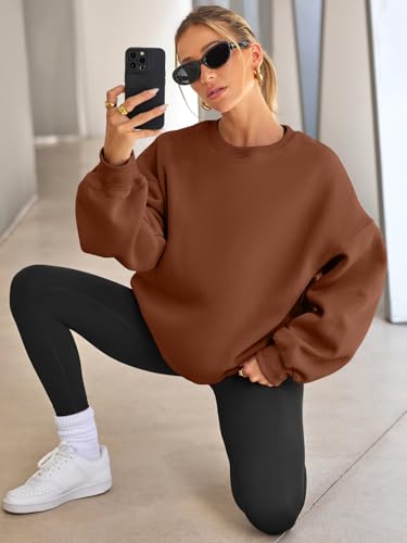 Image of EFAN Womens Oversized Sweatshirt Crewneck Sweater Casual Fall Outfits 2026 | Fleece Lined Stretchy Hoodies Basic Comfort Clothes Loose Maternity Workout Gym Lounge Wear Winter Airport Fashion