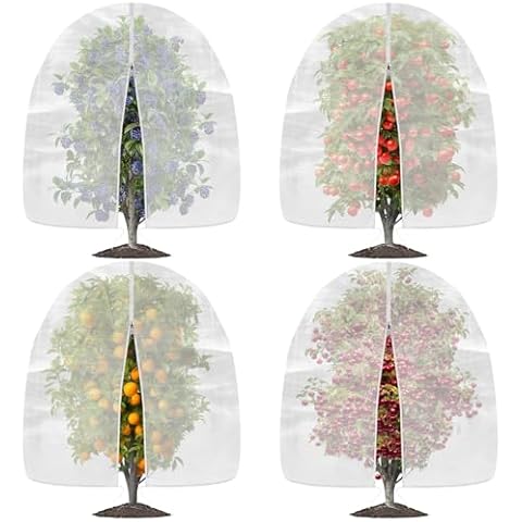 OZMI 4 Pack Garden Plant Fruits Blueberry Bushes Protection Netting Covers Barrier Bags with Metal Zipper & Drawstring, Garden Plant Tree Blueberries Bush Protector Mesh Net Bags(4.6 x 5.9 Ft) Cover