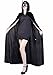 Womens Velvet Hooded Cloak Costumes Halloween Wizard Hooded Party Cape (Black)