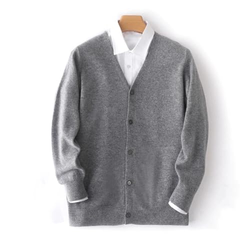 100% Merino Wool Cardigan Sweater Men's Solid V Neck Jumper Business Casual Knitted Sweater Jacket4