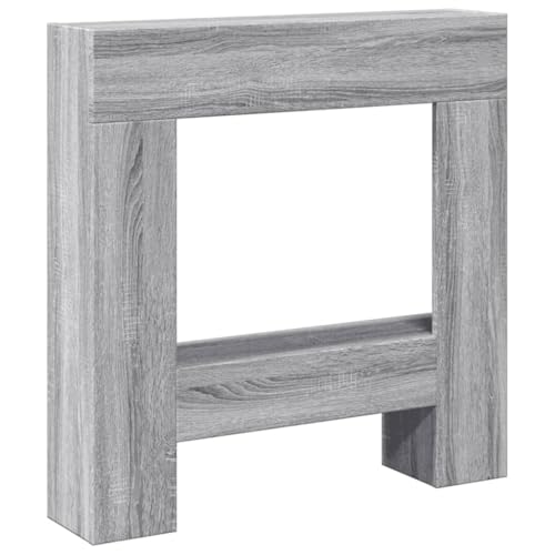 vidaXL Borde de chimenea madera ingeniería gris Sonoma 81x18x82 cm, envolvente de chimenea, repisa de chimenea, repisa de chimenea