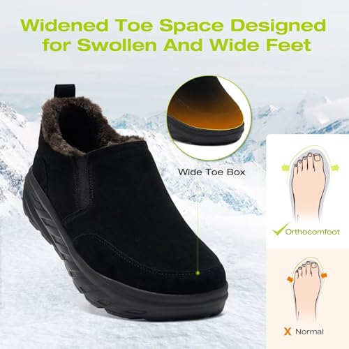 Men's Orthopedic Wide Winter Slippers with Arch Support: Comfortable Diabetic Loafers for Plantar Fasciitis, Casual Warm Orthotic Walking Shoes for Foot and Heel2