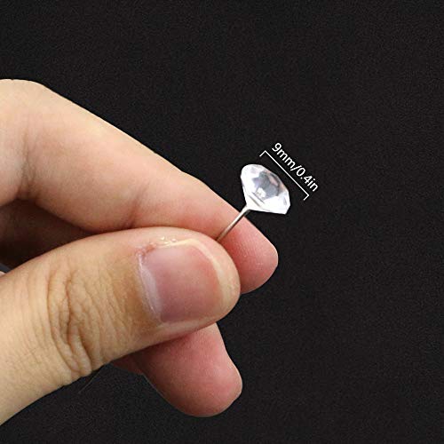 Faxco 200 Pieces 2\'\' Plastic Diamond Brooch, Flower Pins Corsages Pins Wedding Bouquet Pins Clear Crystal Pins - Thumbnail 4