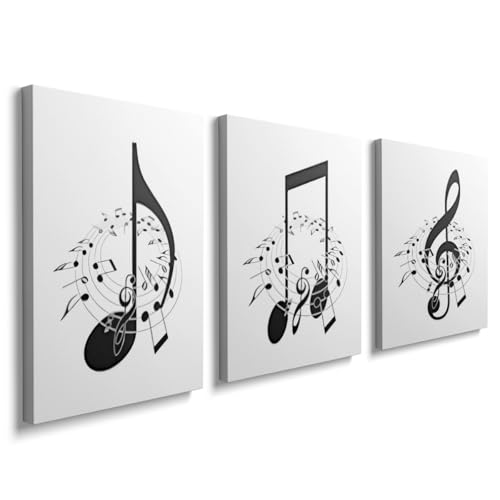 prinfantasy Black and White Wall Art Prints Posters Minimalist Decor Set of Framed 12x16 Canvas Prints Modern Wall Art Painting Music Posters, YH081