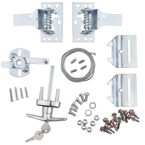 Universal Garage Door Lock Kit with Spring Latch and Keyed Handle, Complete Lock Set for Single/Double Car Door Size: 7' - 18' Wide